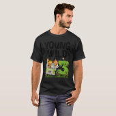 Young Wild and 3 3rd Birthday Safari Animal Thmed T-shirt (Voorkant volledig)