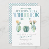 Young Wild and DREE Cactus 3rd Birthday Party Kaart (Voorkant / Achterkant)