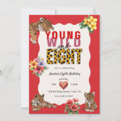 Young Wild and Eight Tiger Jungle Birthday  Kaart (Voorkant)