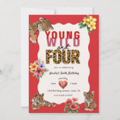 Young Wild and Four Tiger Floral Birthday Kaart (Voorkant)
