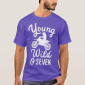 Young Wild and Seven Funny 7th Birthday Biker T-shirt (Voorkant)
