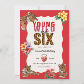 Young Wild and Six Tiger Floral Birthday Kaart (Voorkant)