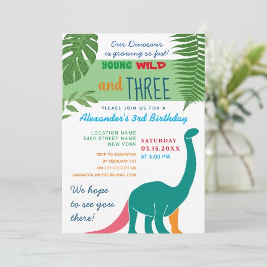 Young Wild and Three 3rd Birthday Kaart (Staand voorkant)