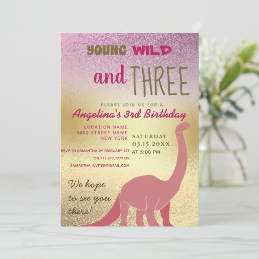 Young Wild and Three 3rd Birthday Kaart (Staand voorkant)