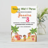 Young Wild and Three Beach Birthday Party Invitati Kaart (Staand voorkant)