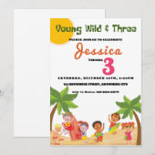 Young Wild and Three Beach Birthday Party Invitati Kaart (Voorkant / Achterkant)