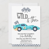 YOUNG Wild and THREE  Birthday invitation Kaart (Voorkant)
