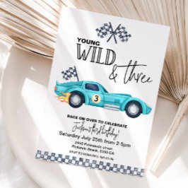 YOUNG Wild and THREE  Birthday invitation Kaart