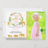 Young Wild and Three Birthday Invitation Oerwoud Kaart (Voorkant)