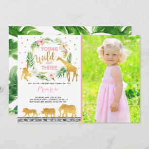 Young Wild and Three Birthday Invitation Oerwoud Kaart