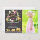 Young Wild and Three Birthday Invitation Oerwoud Kaart (Voorkant)
