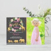 Young Wild and Three Birthday Invitation Oerwoud Kaart (Staand voorkant)
