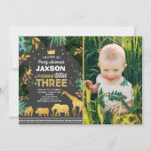Young Wild and Three Birthday Invitation Oerwoud Kaart (Voorkant)