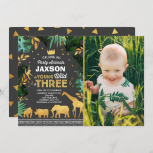 Young Wild and Three Birthday Invitation Oerwoud Kaart