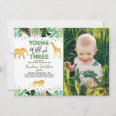 Young Wild and Three Birthday Invitation Oerwoud Kaart (Voorkant)