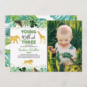 Young Wild and Three Birthday Invitation Oerwoud Kaart