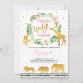 Young Wild and Three Birthday Invitation Oerwoud Kaart (Voorkant)