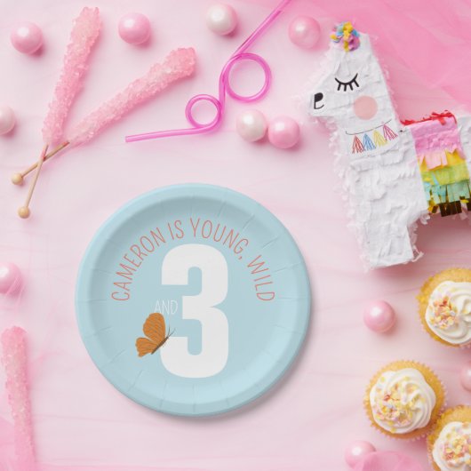 Young Wild and Three Birthday Papieren Bordje (Feest)