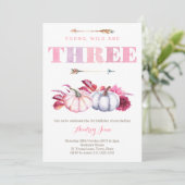 Young Wild and Three, Boho 3rd Birthday Party Kaart (Staand voorkant)