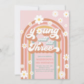 Young Wild and Three Boho Daisy Rainbow Birthday Kaart (Voorkant)