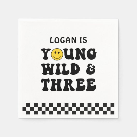 Young Wild and Three Boy 3de verjaardagsfeestje Servet (Voorkant)