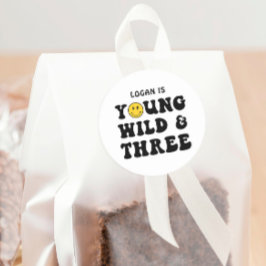 Young Wild and Three Boy 3e verjaardagsfeestje Ronde Sticker
