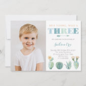 Young Wild and THREE Cacti 3rd Birthday Boy Kaart (Voorkant)