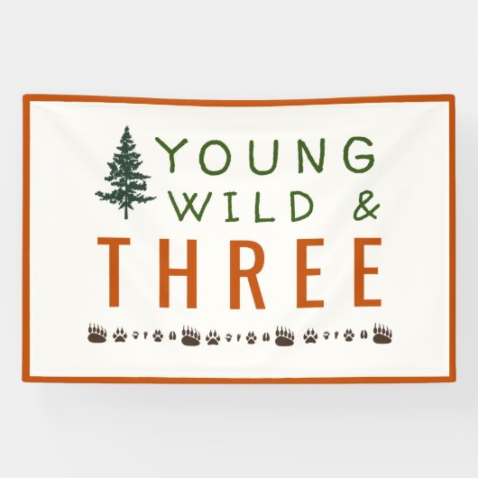 Young Wild and Three Forest Birthday Banner (Horizontaal)