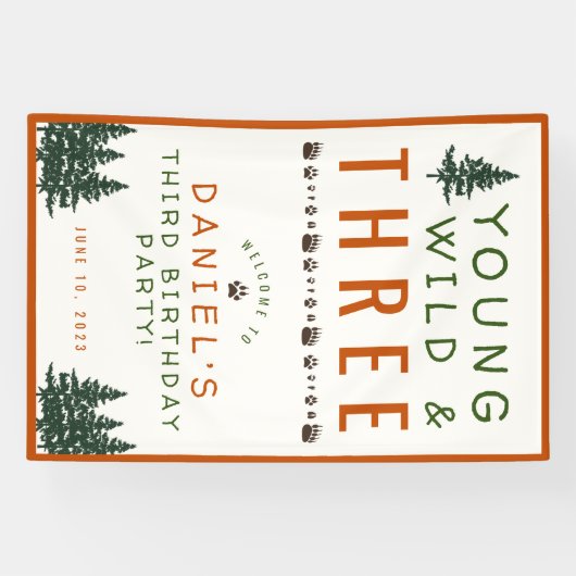 Young Wild and Three Forest Birthday Banner (Horizontaal)