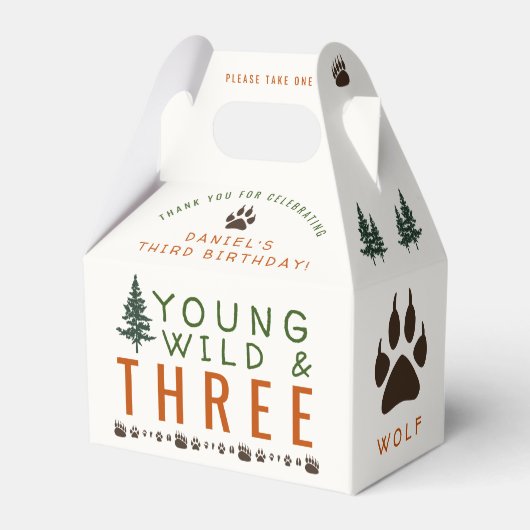 Young Wild and Three Forest Birthday Favor Box Bedankdoosjes (Achterkant)