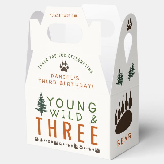 Young Wild and Three Forest Birthday Favor Box Bedankdoosjes (Geopend)
