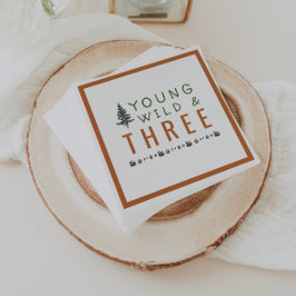 Young Wild and Three Forest Birthday Party Napkins Servet