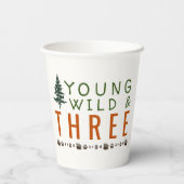 Young Wild and Three Forest Birthday Party Papieren Bekers (Achterkant)