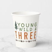 Young Wild and Three Forest Birthday Party Papieren Bekers (Voorkant)