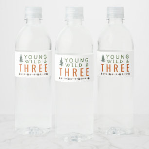 Young Wild and Three Forest Birthday Waterfles Etiket