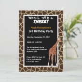 Young Wild and Three Giraffe Safari Birthday Party Kaart (Staand voorkant)