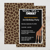 Young Wild and Three Giraffe Safari Birthday Party Kaart (Voorkant / Achterkant)