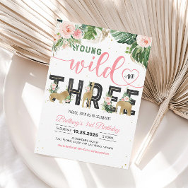 Young Wild and Three Girl 3e verjaardagsuitnodigin Kaart
