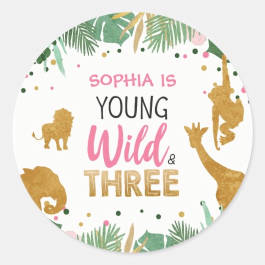 Young Wild and Three Girl Safari Animals Sticker (Voorkant)