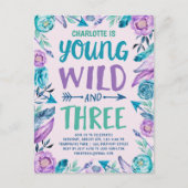 Young Wild and Three Girls Birthday Party Briefkaart (Voorkant)