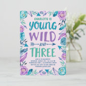 Young Wild and Three Girls Birthday Party Kaart (Staand voorkant)