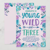 Young Wild and Three Girls Birthday Party Kaart (Voorkant / Achterkant)