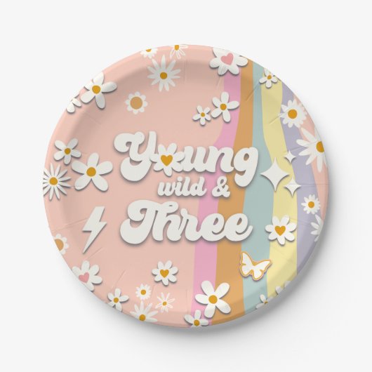 Young Wild and Three Groovy 3rd Birthday Bord (Voorkant)