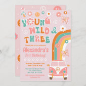 Young Wild and Three Groovy Birthday Invitations Kaart (Voorkant / Achterkant)