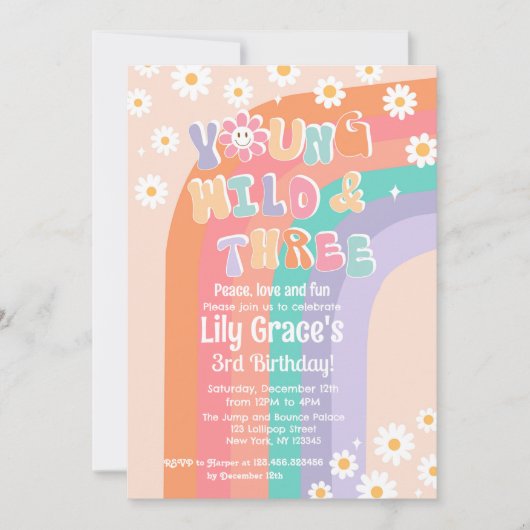 Young Wild and Three Groovy Birthday Invitations Kaart (Voorkant)