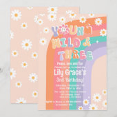 Young Wild and Three Groovy Birthday Invitations Kaart (Voorkant / Achterkant)