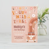 Young Wild and Three Groovy Birthday Invitations Kaart (Staand voorkant)