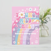 Young Wild and Three Hippie 3rd Birthday Party Kaart (Staand voorkant)