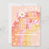 Young Wild and Three Hippie 3rd Birthday Party Kaart (Voorkant)