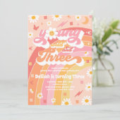 Young Wild and Three Hippie 3rd Birthday Party Kaart (Staand voorkant)